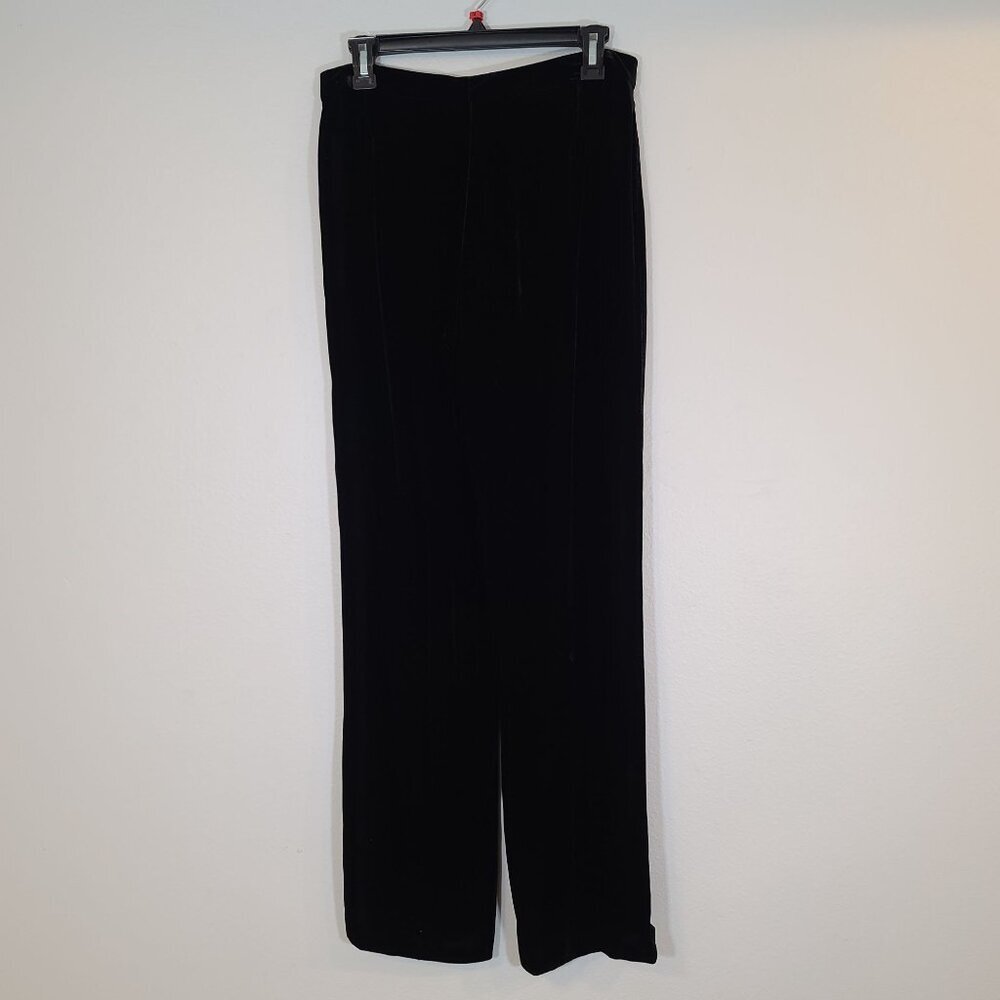 Calvin Klein High Waisted Velvet Silk Blend‎ Black Dress Pants Boot Cut Size 6 - Picture 7 of 8